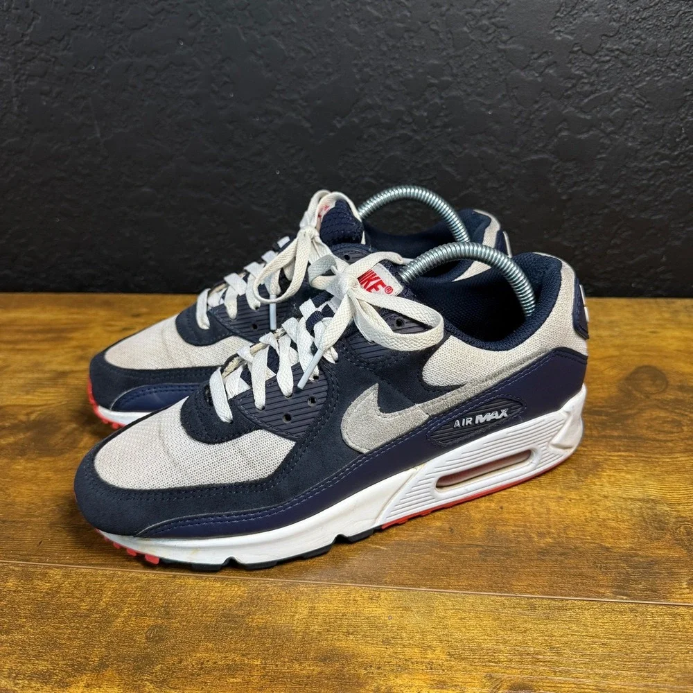 Nike Air Max 90 DM0029-400 Navy Canvas Running Shoes Mens 7.5